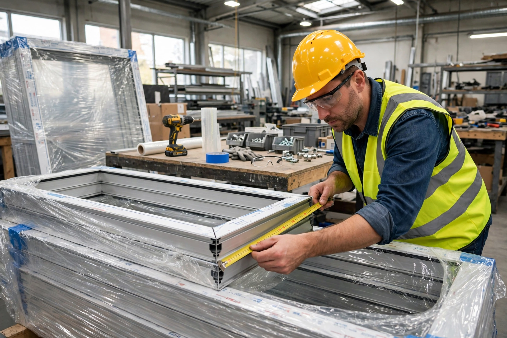 Quality inspection of fabricated aluminum window frames before installation