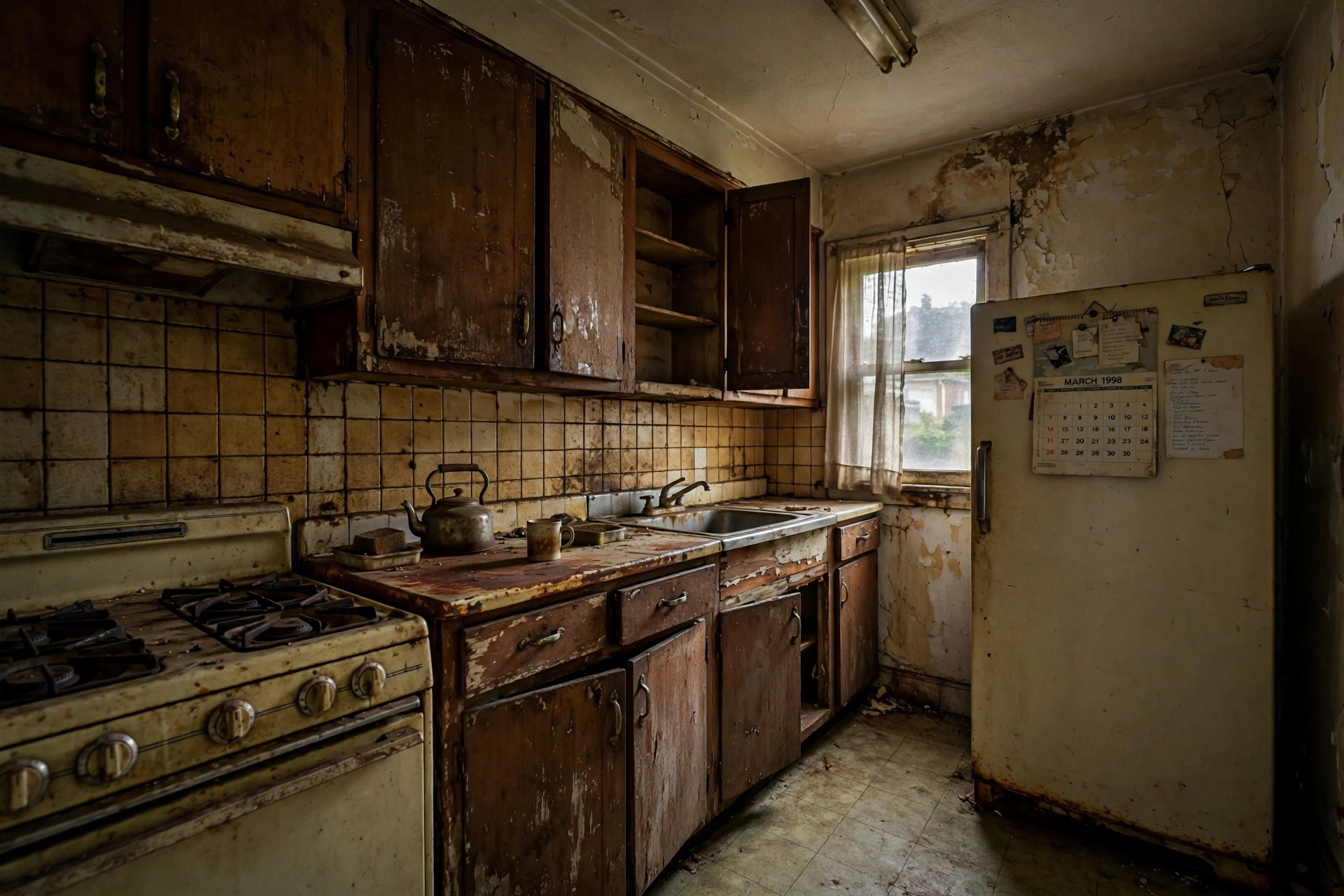 Old dated kitchen before renovation and demolition
